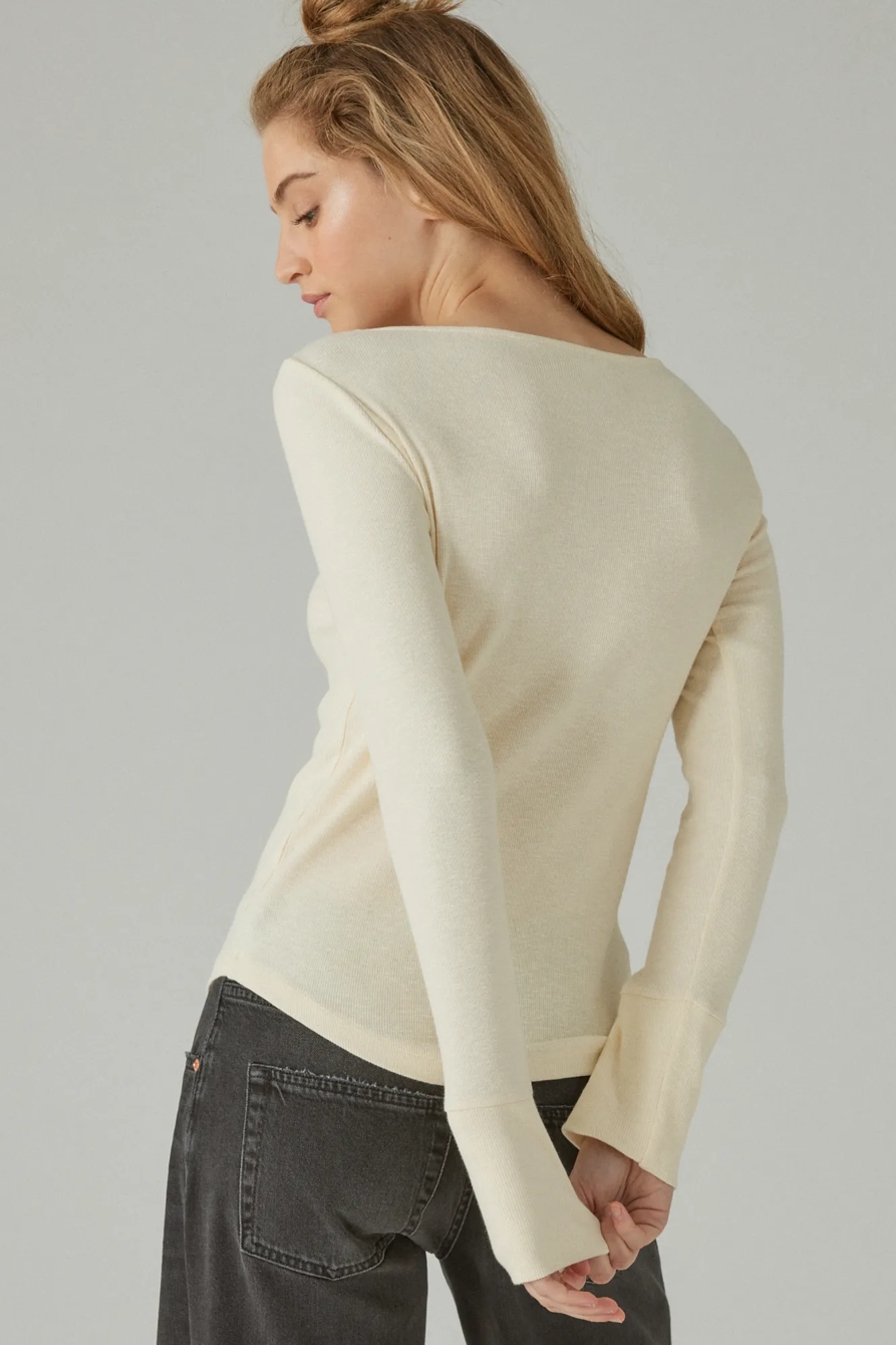 TRIM MIX LONG SLEEVE HENLEY, image 2