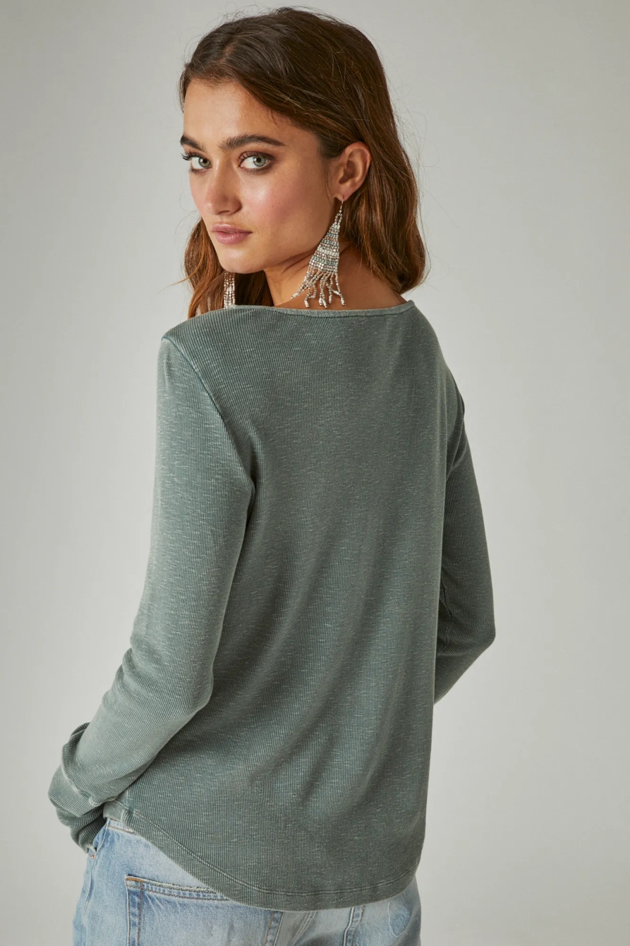 TRIM MIX LONG SLEEVE HENLEY, image 2