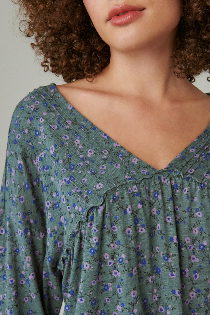 PRINTED LONG SLEEVE PEASANT TOP, image 3