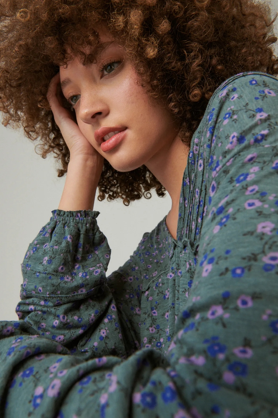 PRINTED LONG SLEEVE PEASANT TOP, image 4