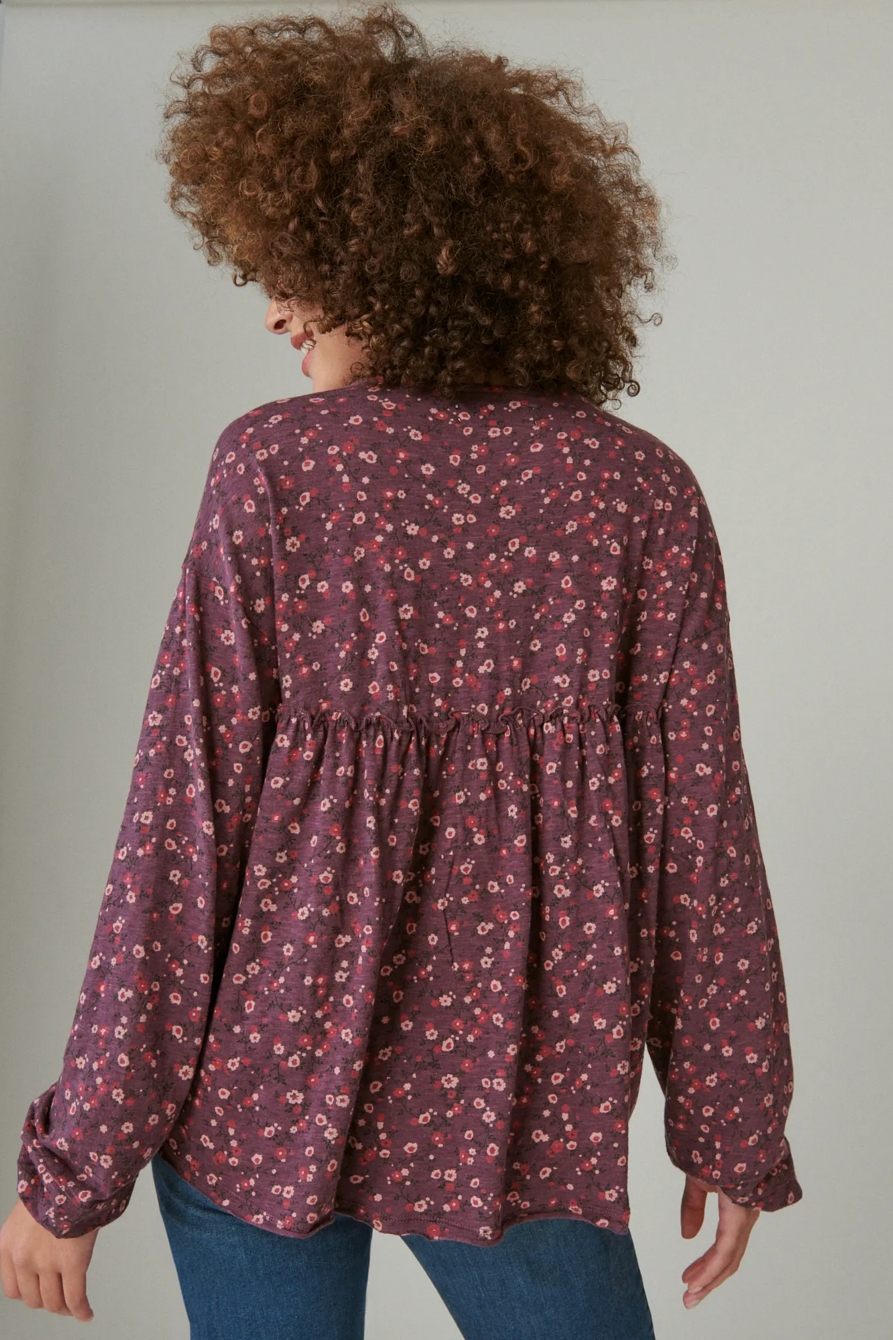 PRINTED LONG SLEEVE PEASANT TOP, image 3