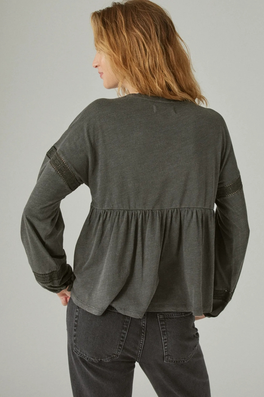 EMBROIDERED LONG SLEEVE BABYDOLL TOP, image 3