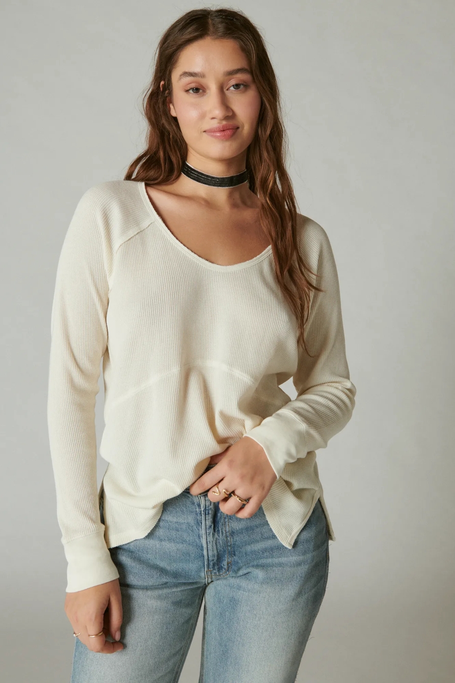 OVERSIZED V NECK WAFFLE THERMAL | Lucky Brand