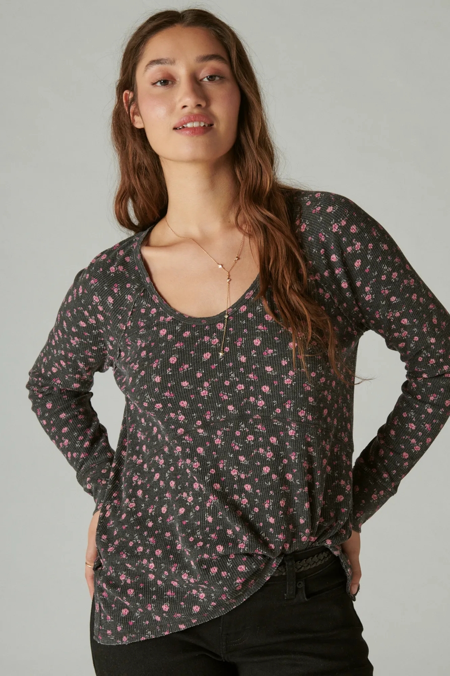 OVERSIZED V NECK WAFFLE THERMAL, image 1