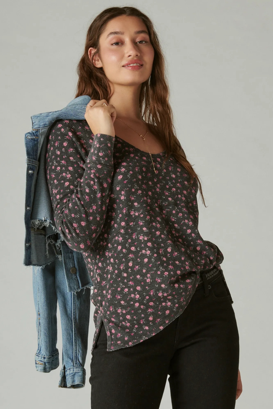OVERSIZED V NECK WAFFLE THERMAL, image 2