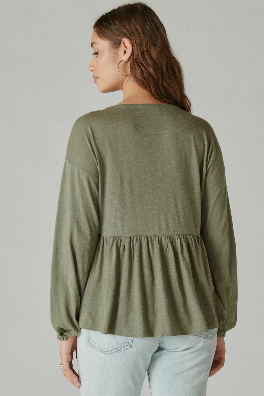 BEADED EMBROIDERED PINTUCK PEPLUM TOP, image 3