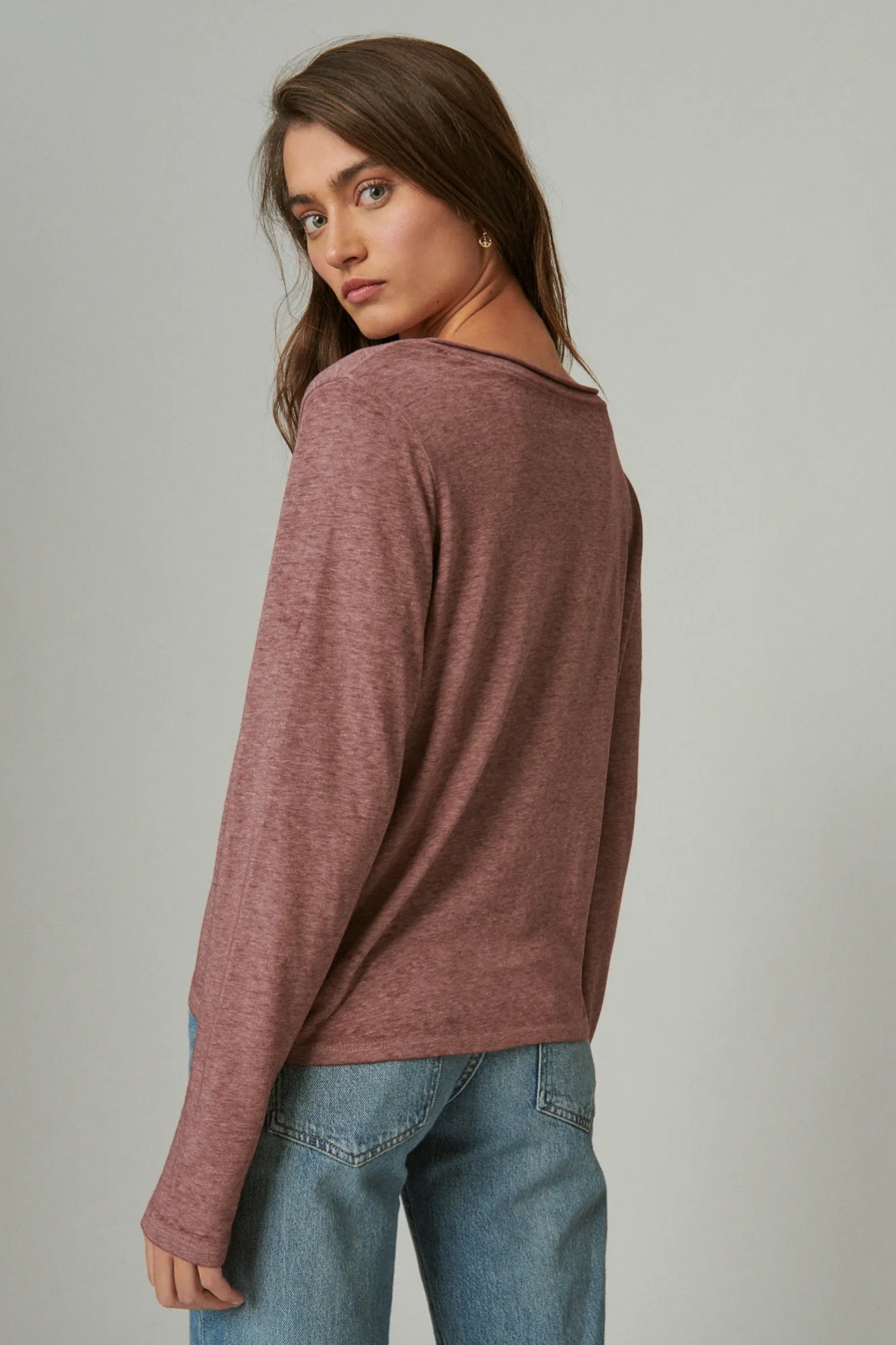 LONG SLEEVE V NECK TEE, image 3