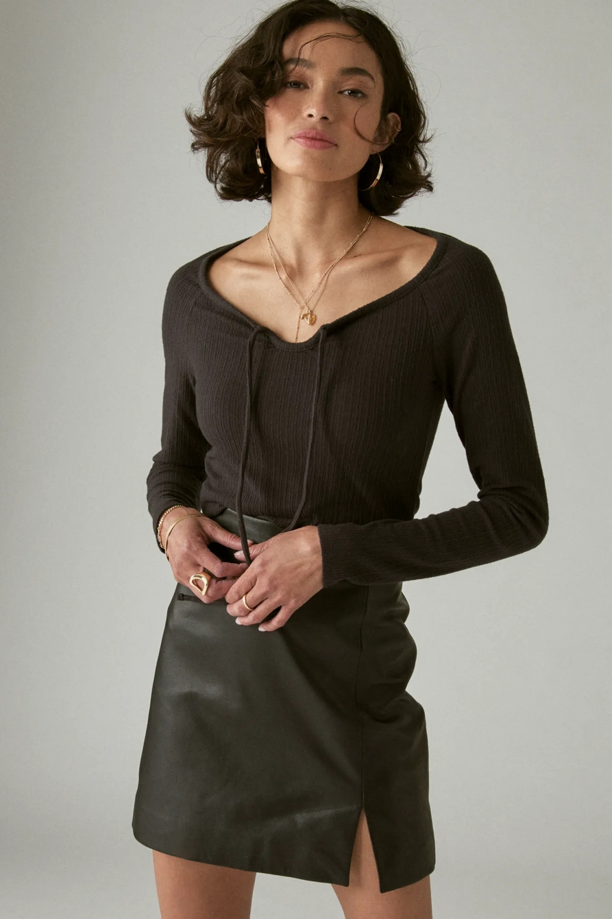 LACE UP KNIT TOP, image 2