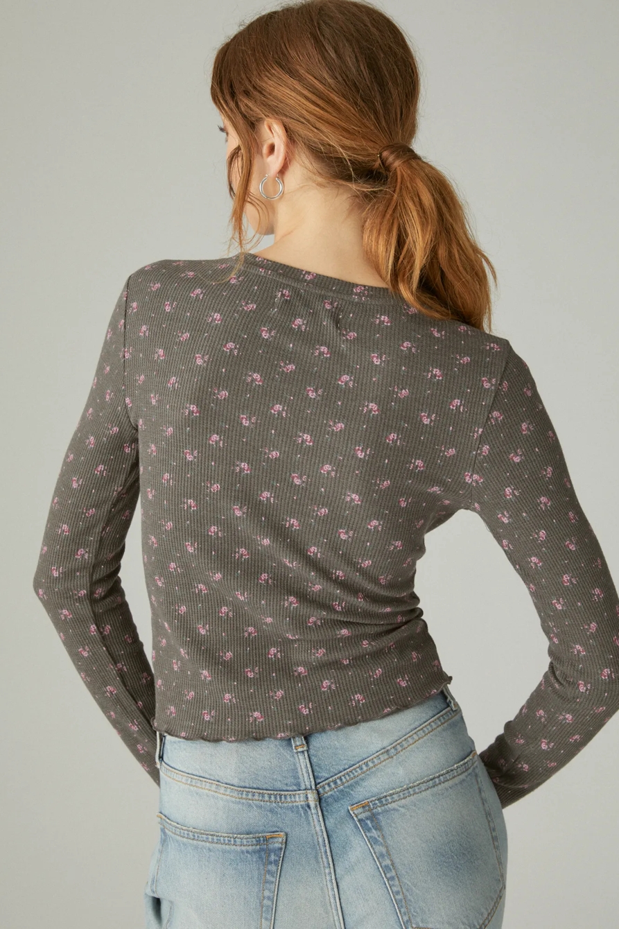 PRINTED CREWNECK WAFFLE TOP, image 4