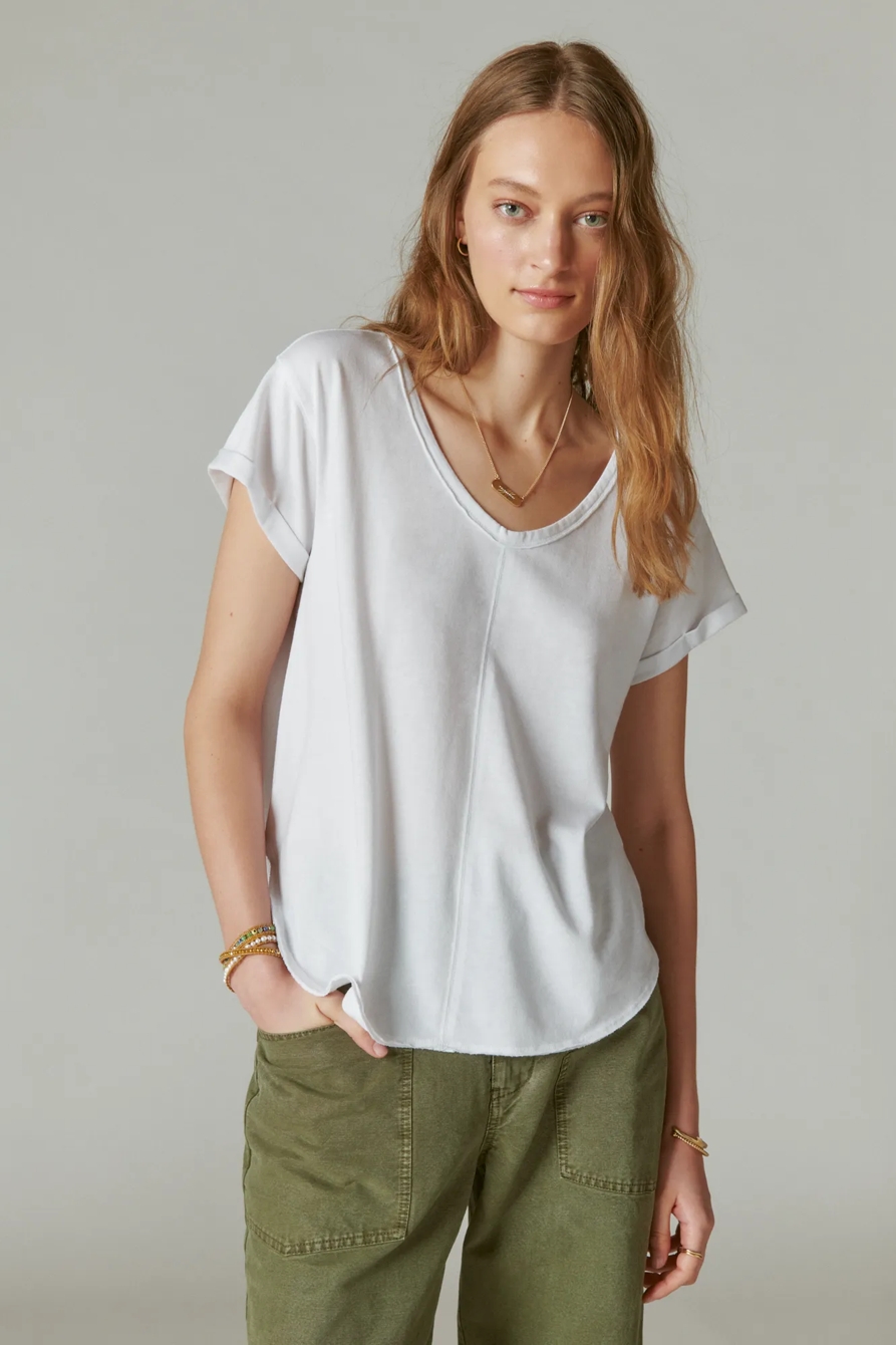 SEAMED SCOOP NECK TEE, image 3