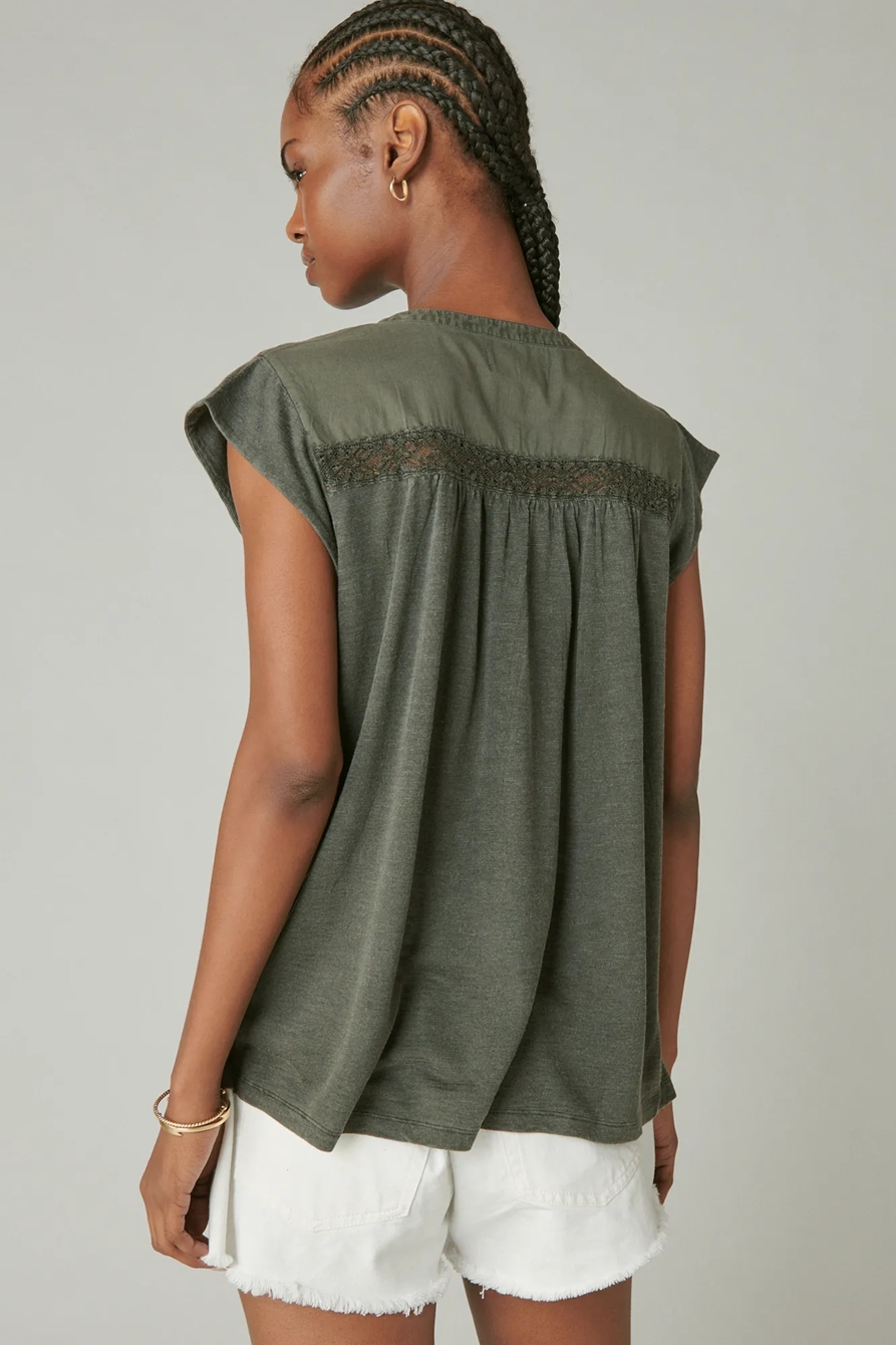 EMBROIDERED LACE UP TOP, image 3