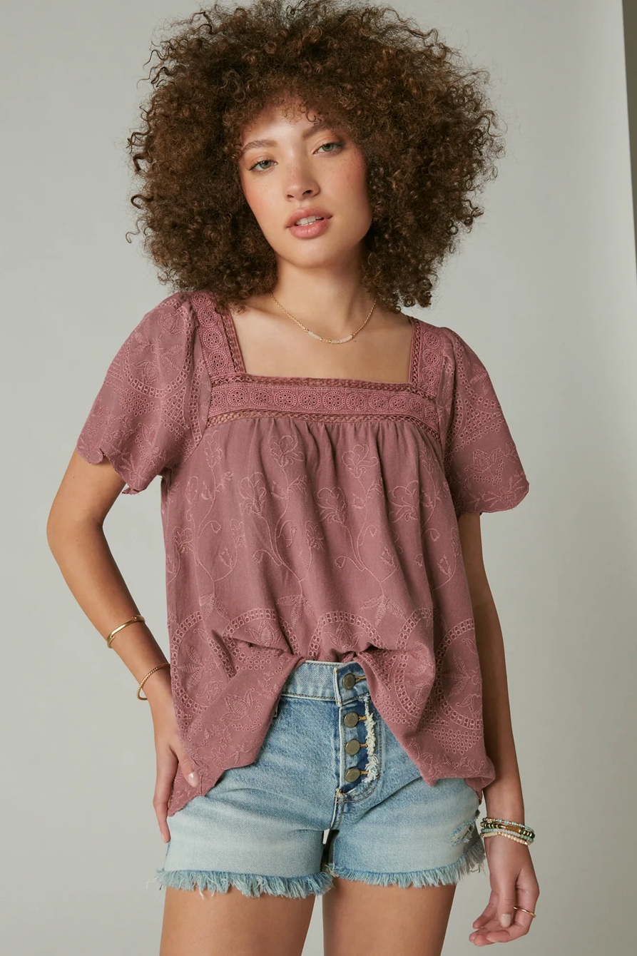 EMBROIDERED FLUTTER SLEEVE TOP, image 3
