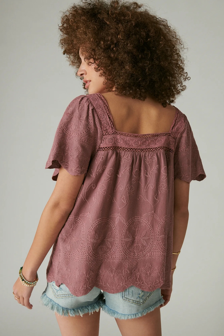 EMBROIDERED FLUTTER SLEEVE TOP, image 4