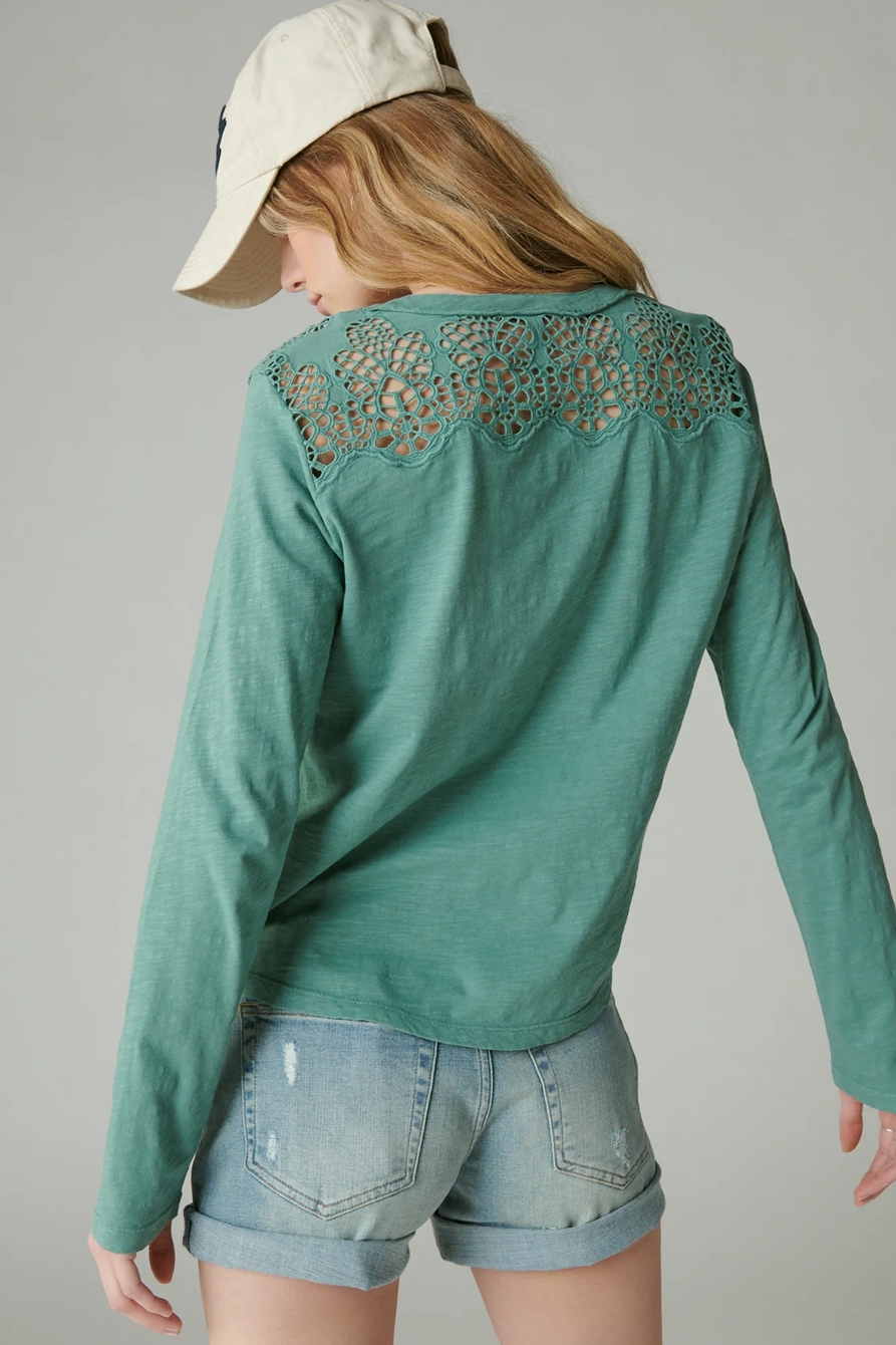 LONG SLEEVE CUTWORK HENLEY, image 2