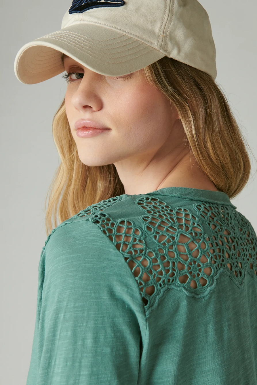 LONG SLEEVE CUTWORK HENLEY, image 4