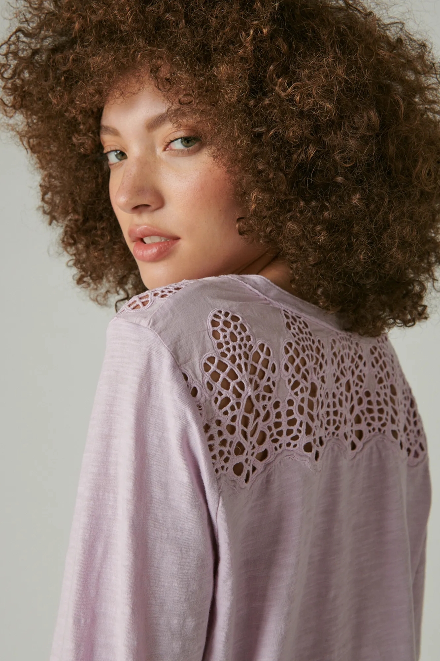 LONG SLEEVE CUTWORK HENLEY, image 2