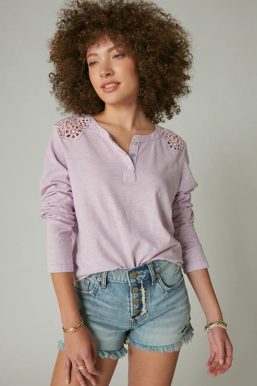 LONG SLEEVE CUTWORK HENLEY, image 4
