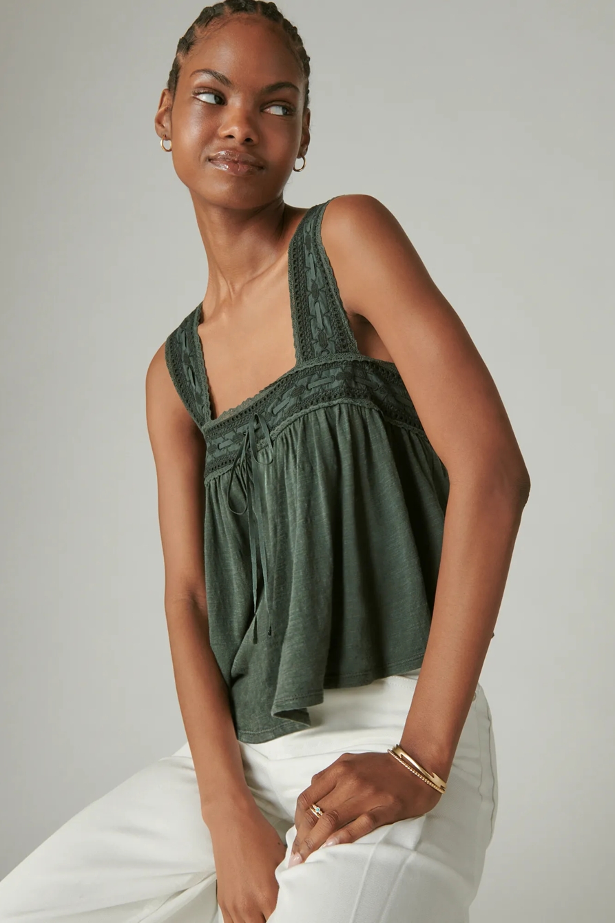 SQUARE NECK LACE TANK, image 1