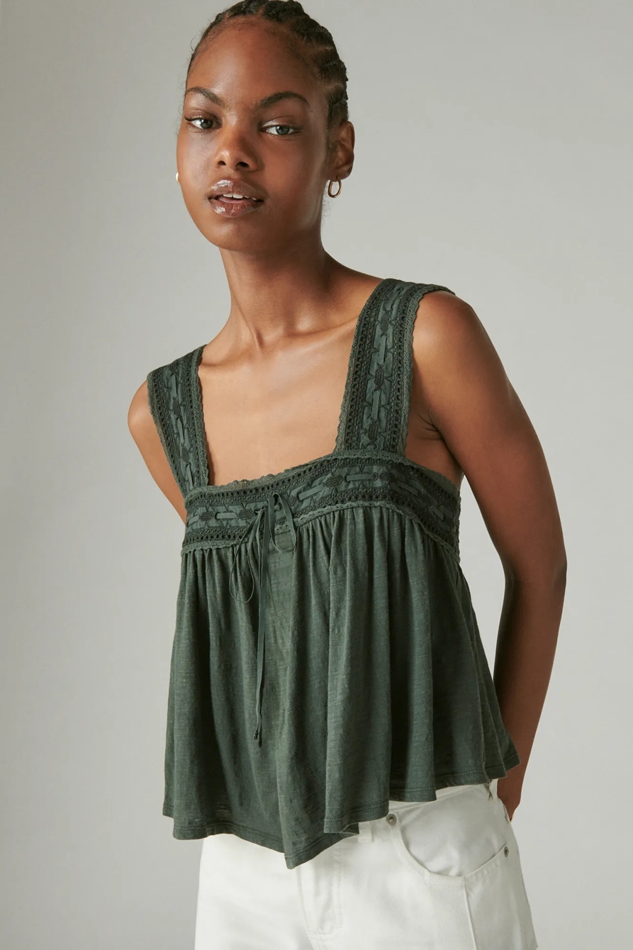 SQUARE NECK LACE TANK, image 3