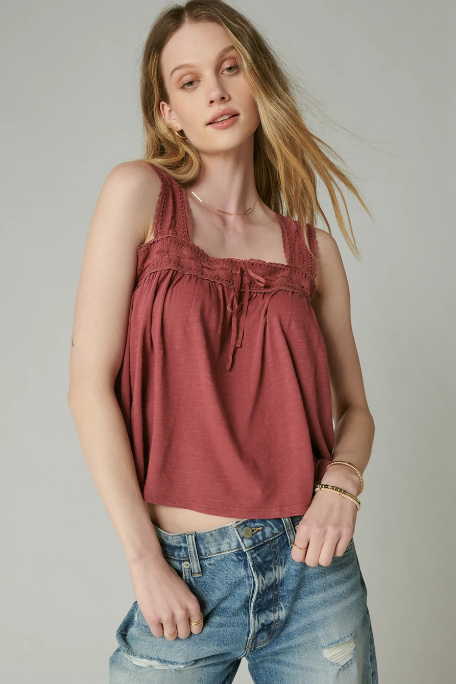 SQUARE NECK LACE TANK, image 2