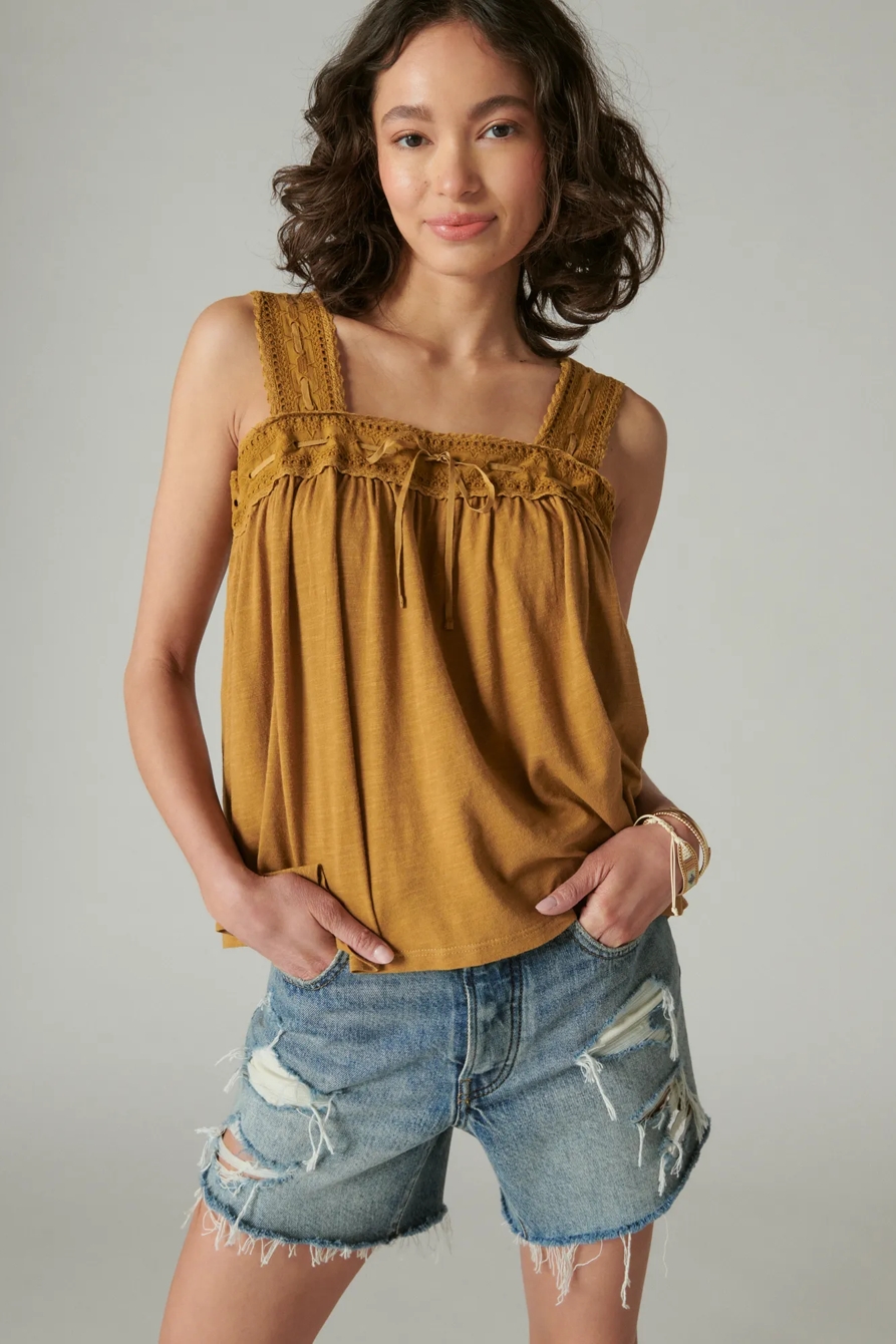SQUARE NECK LACE TANK, image 2