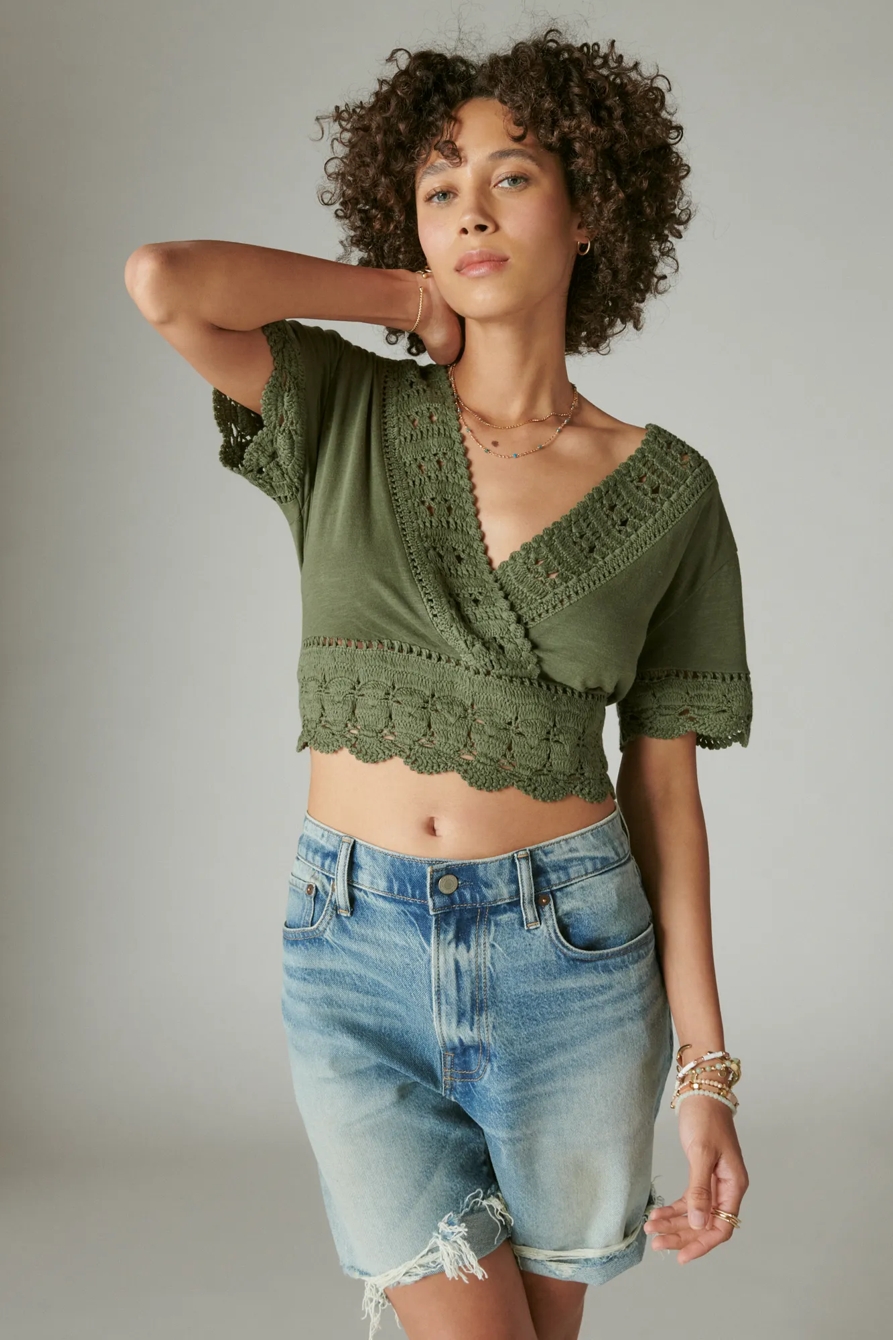 V NECK CROCHET TOP, image 1