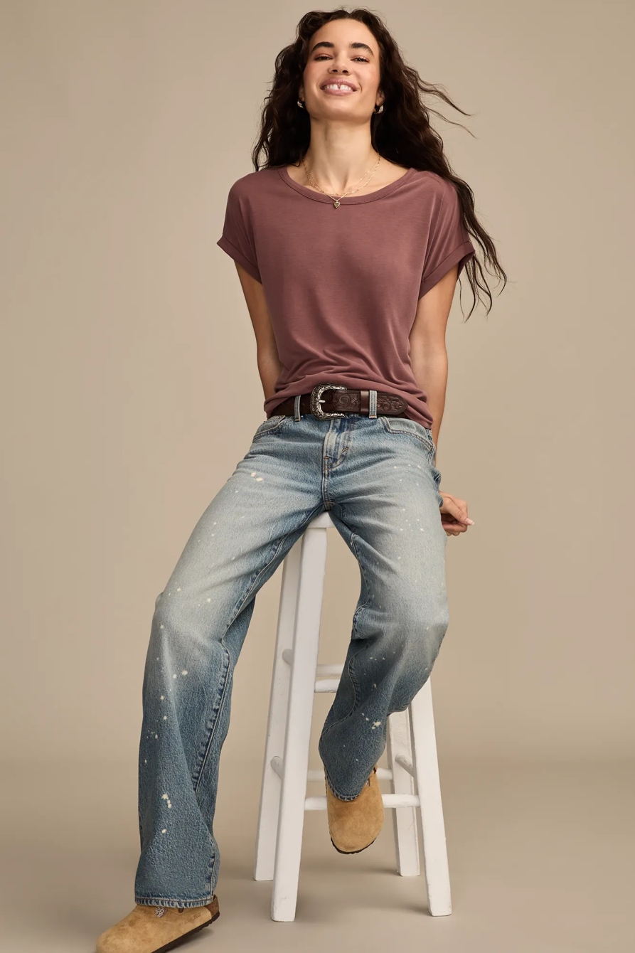 SHORT SLEEVE SANDWASH DOLMAN TEE, image 5