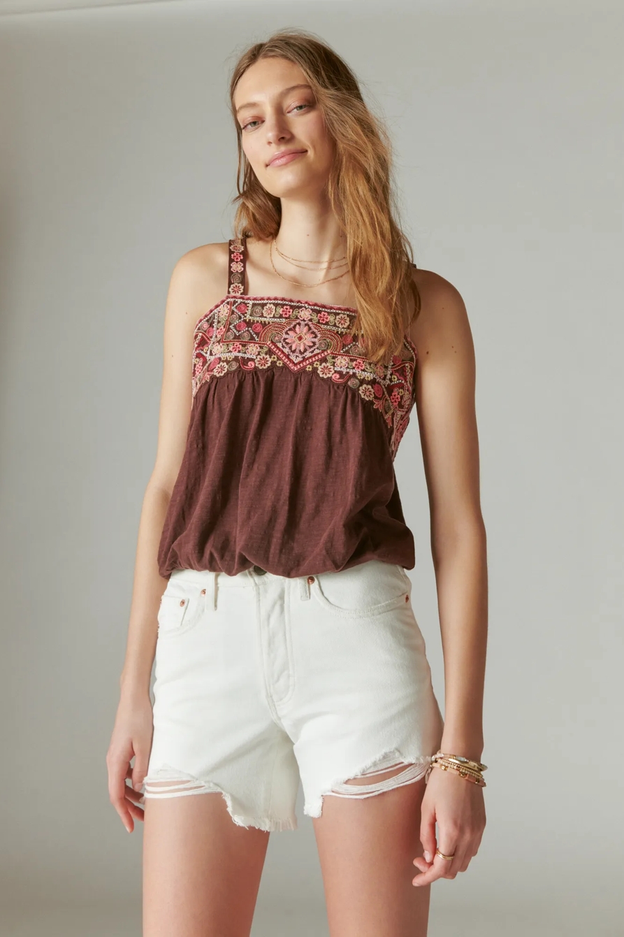 FLORAL EMBROIDERED BUBBLE TANK, image 3