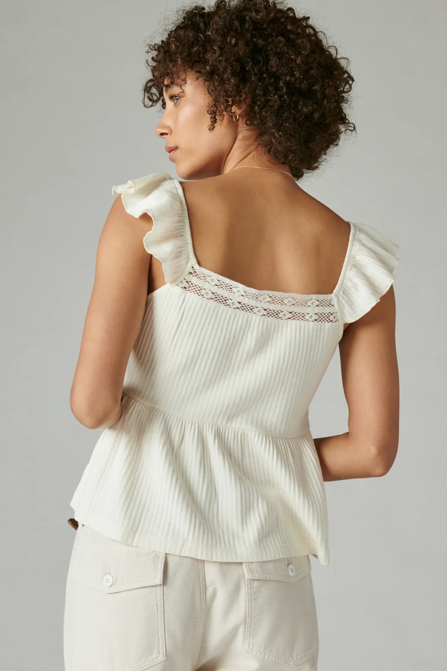 TEXTURED YOKE PEPLUM TANK, image 4