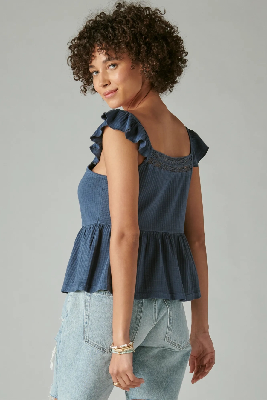 TEXTURED YOKE PEPLUM TANK, image 3