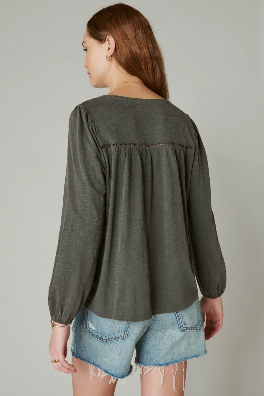 LACE PINTUCK GEO PEASANT TEE, image 3