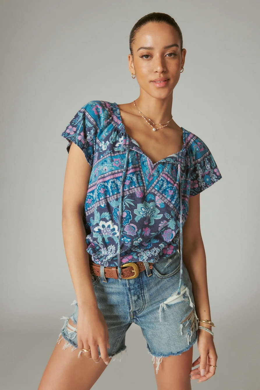 PRINTED PEASANT BUBBLE TOP, image 2