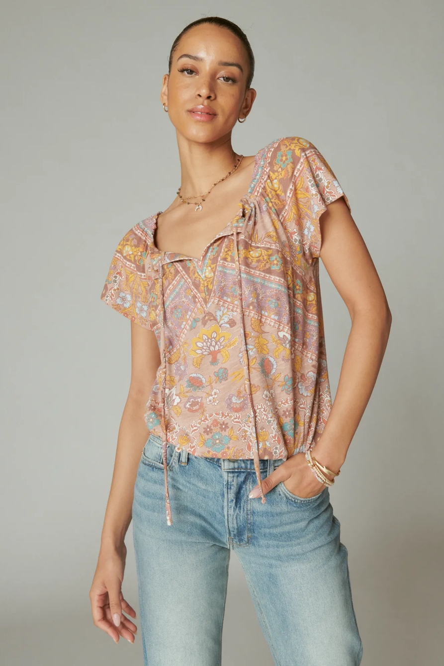 PRINTED PEASANT BUBBLE TOP, image 2
