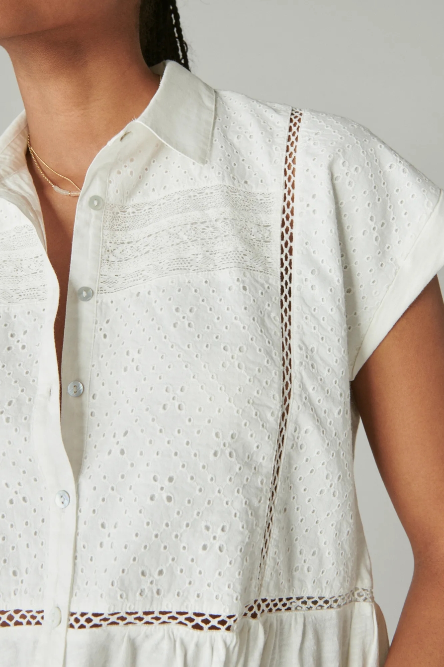 LACE BUTTON THROUGH PEPLUM TOP, image 4
