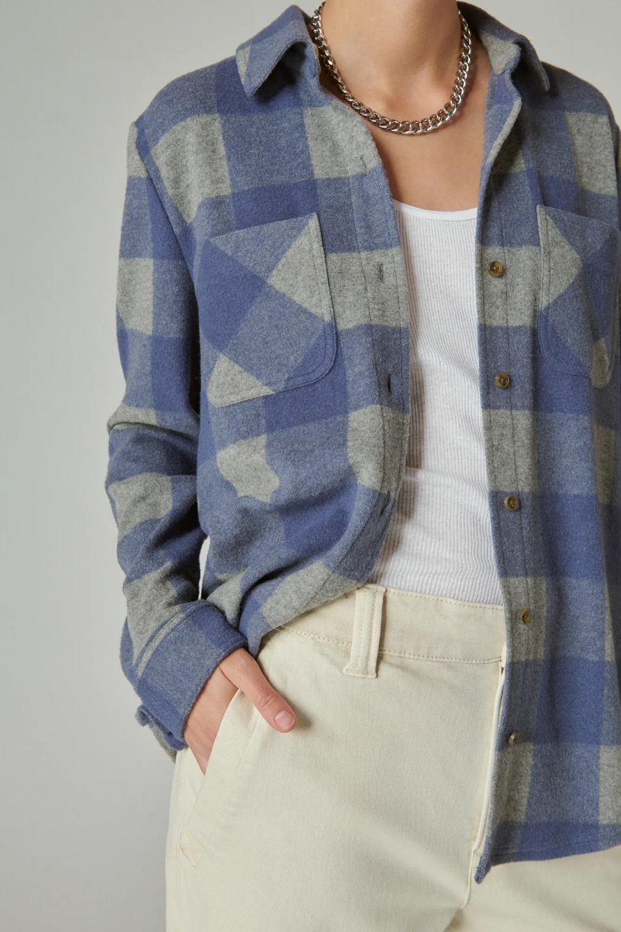 COZY PLAID KNIT SHIRT JACKET, image 4