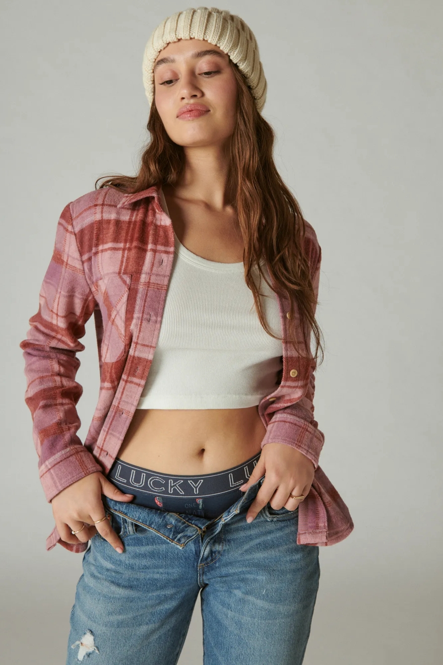 COZY PLAID KNIT SHIRT JACKET, image 1