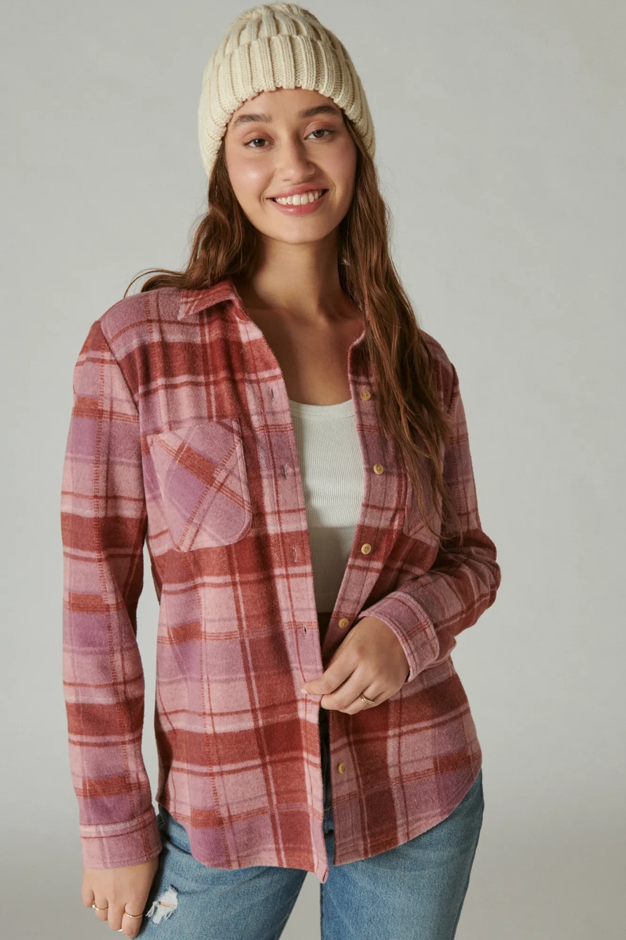 COZY PLAID KNIT SHIRT JACKET, image 2