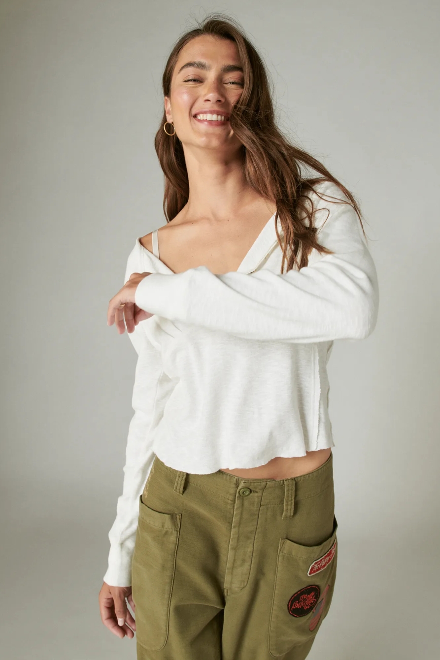 LONG SLEEVE KNIT HENLEY, image 2