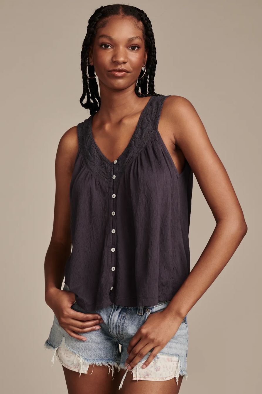 LACE TRIM TANK, image 1