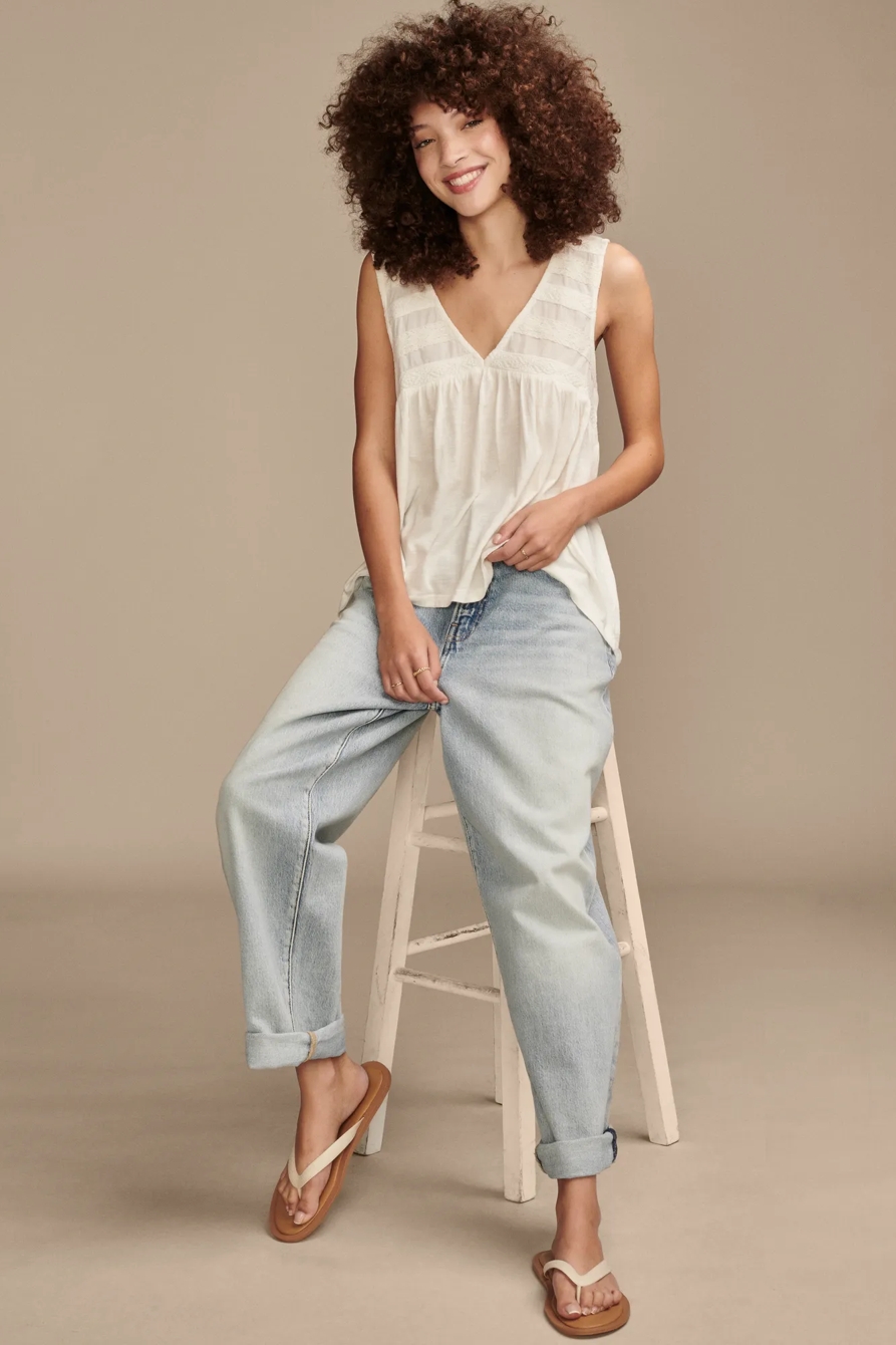 LACE TRIM MIX TUNIC TANK, image 2