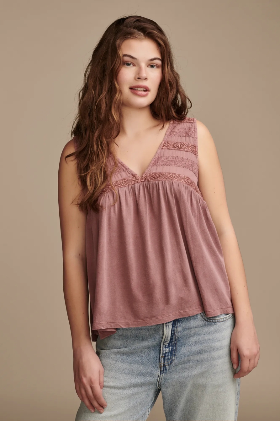 LACE TRIM MIX TUNIC TANK, image 3
