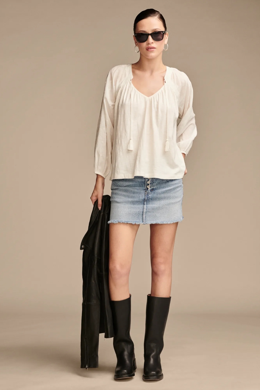 KNIT MIX PEASANT BLOUSE, image 2