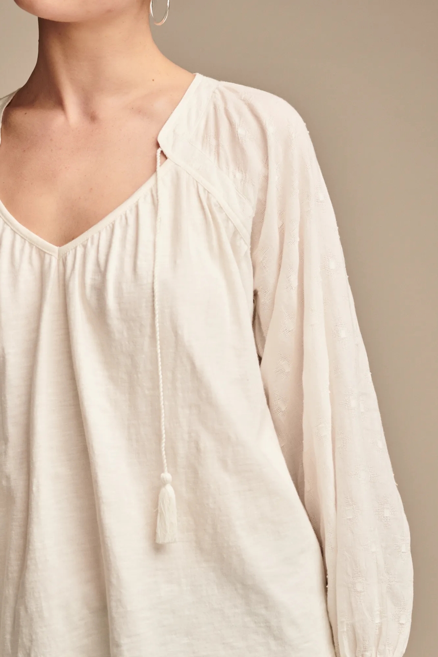 KNIT MIX PEASANT BLOUSE, image 4