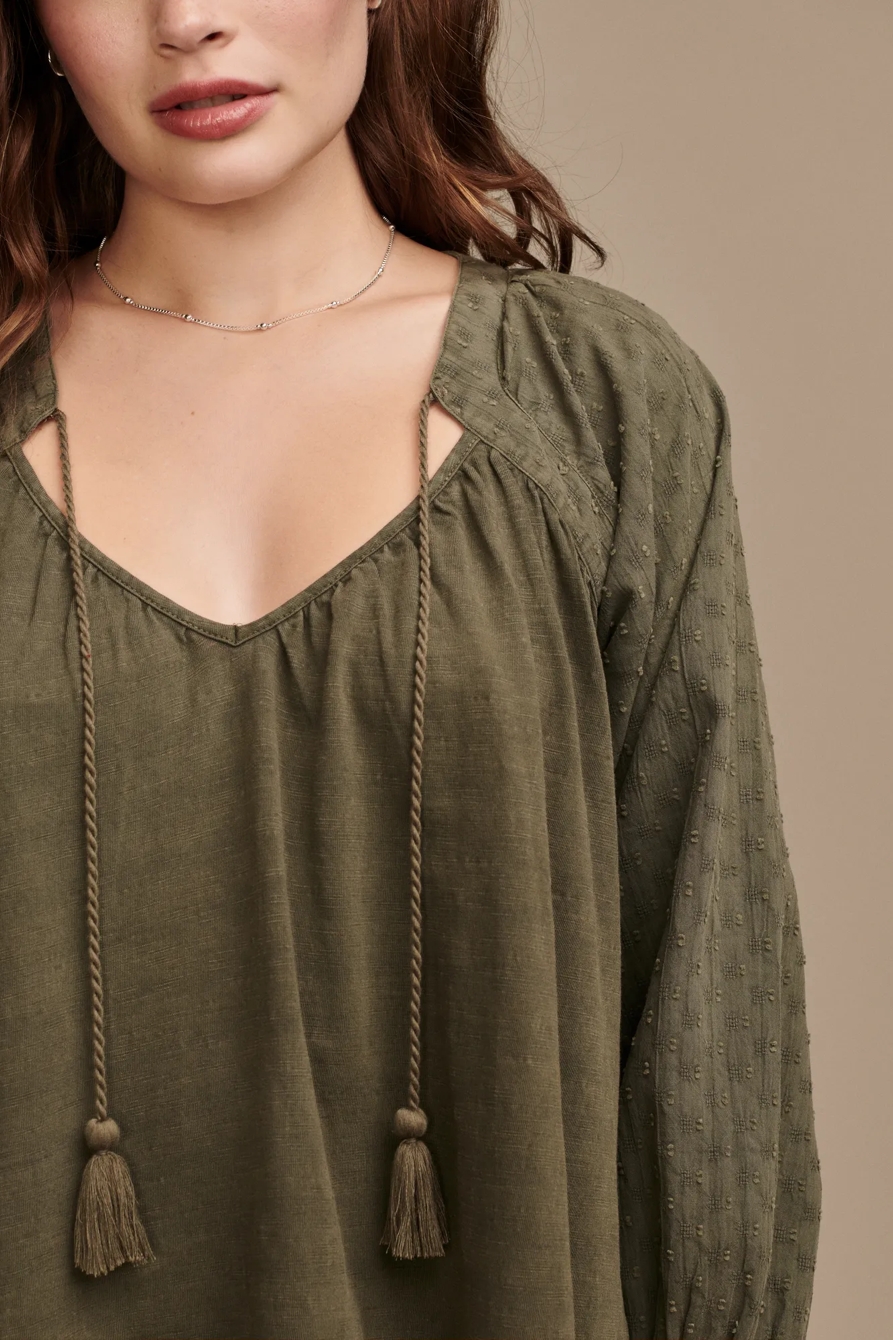 KNIT MIX PEASANT BLOUSE, image 2