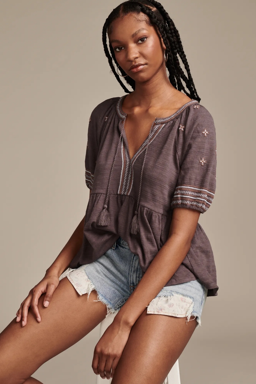 EASY EMBROIDERED BABYDOLL TOP, image 2