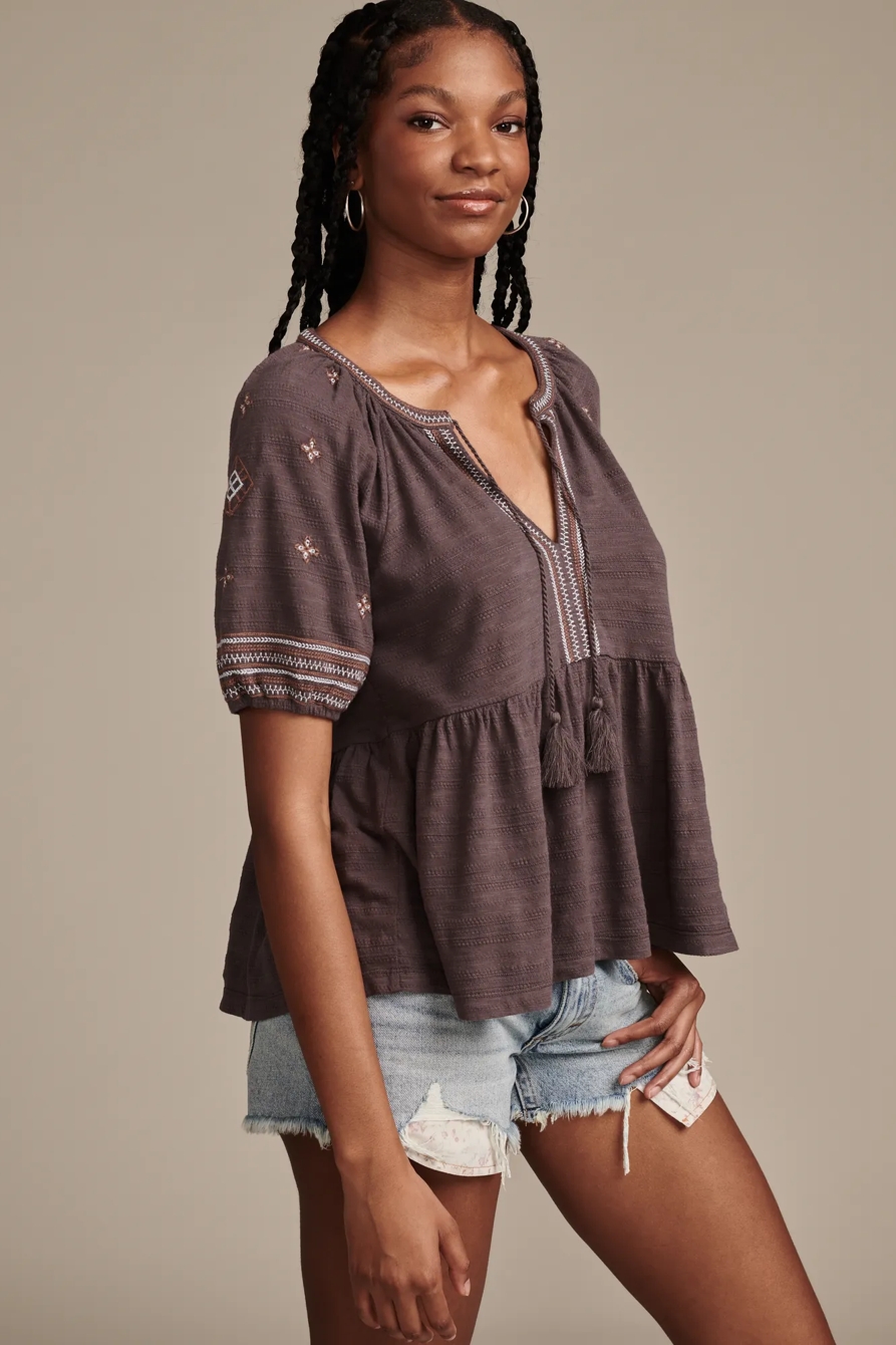 EASY EMBROIDERED BABYDOLL TOP, image 3