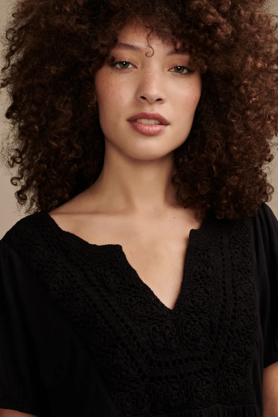 CROCHET YOKE BABYDOLL TOP, image 3