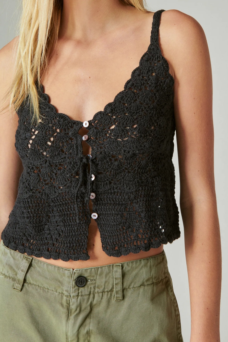 CROCHET TIE FRONT TANK, image 2