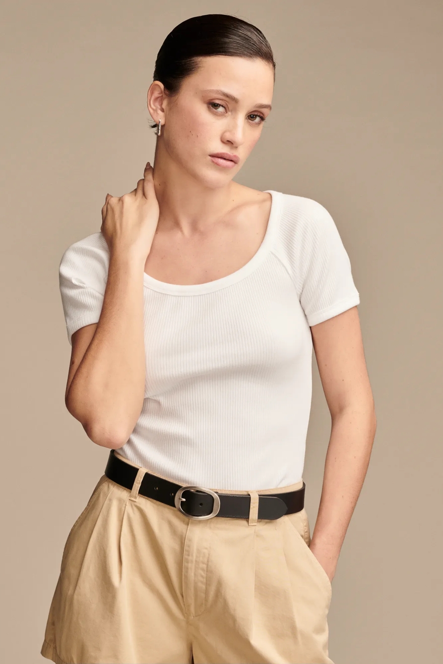 SHORT SLEEVE RIB KNIT TOP, image 2