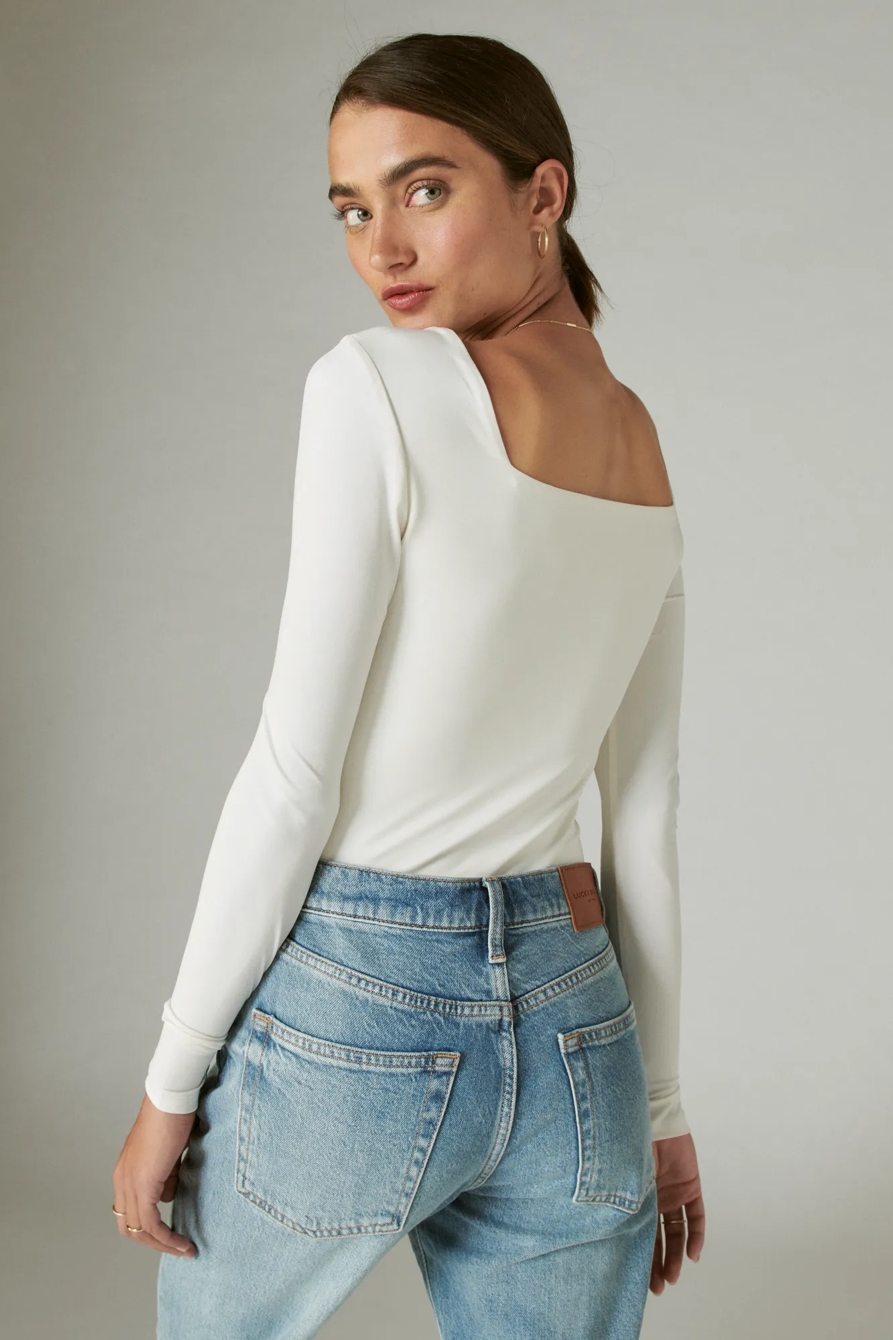 SQUARE NECK LONG SLEEVE BODYSUIT, image 2